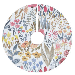 Jupon De Sapin En Polyester Brossé Fleurs de ressort d'aquarelle, patte transparente 