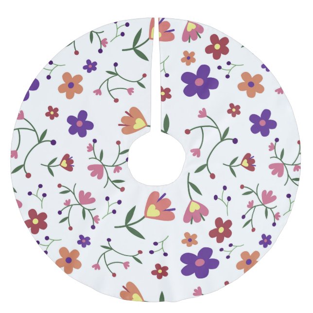 Jupon De Sapin En Polyester Brossé Fleurs motifs (Devant)