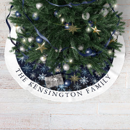 Jupon De Sapin En Polyester Brossé Flocon de neige bleu moderne du milieu du siècle P