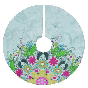 Jupon De Sapin En Polyester Brossé Flore colorée demi-cercle rétro