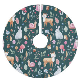 Jupon De Sapin En Polyester Brossé Forêt de contes de fées à l'aquarelle motif pour e