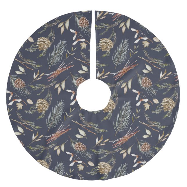 Jupon De Sapin En Polyester Brossé Forêt d'hiver : Jupe d'arbre élégante" (Devant)