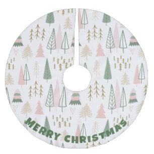 Jupon De Sapin En Polyester Brossé Forêt moderne d'arbres - Joyeux Noël