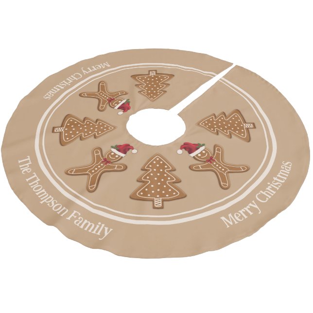 Jupon De Sapin En Polyester Brossé Formes de biscuits de Noël en pain d'épices avec t (Angle)