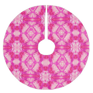 Jupon De Sapin En Polyester Brossé Fuchsia et Pastel Pink Tie Dye Motif