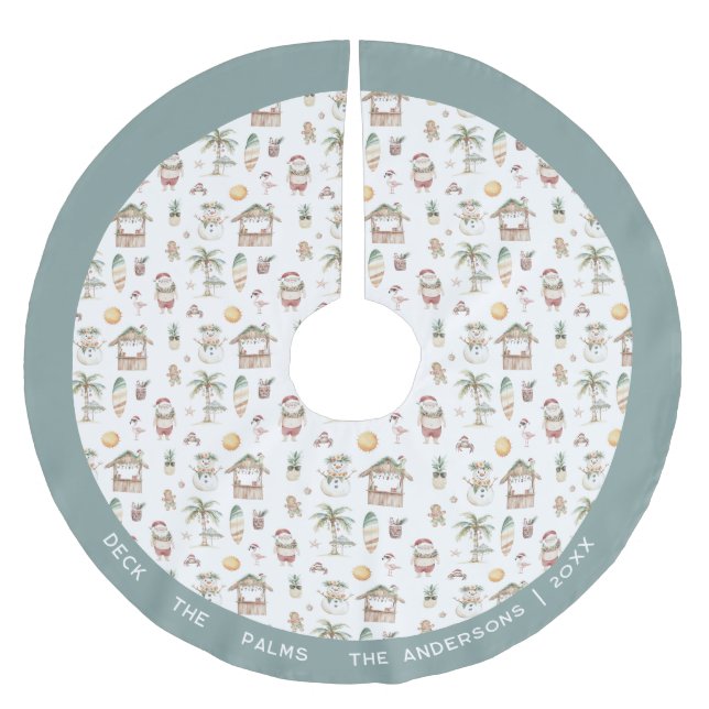 Jupon De Sapin En Polyester Brossé Fun Noël Tropical Personnalisé (Devant)