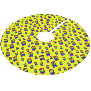 Jupon De Sapin En Polyester Brossé Funky Neon Rainbow Block Motif