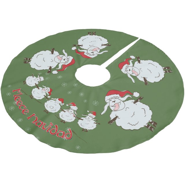 Jupon De Sapin En Polyester Brossé FUNNY Christmas Sheep Fleece Navidad (Angle)
