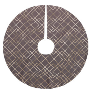 Jupon De Sapin En Polyester Brossé Géométrique Or, Marsala Art Déco.