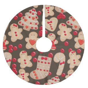 Jupon De Sapin En Polyester Brossé Gingerbread Cookies Noël