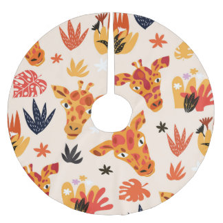 Jupon De Sapin En Polyester Brossé Giraffe de dessin : Floral Savanna Motif