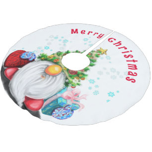 Jupon De Sapin En Polyester Brossé Gnome avec jupe cadeau de Noël