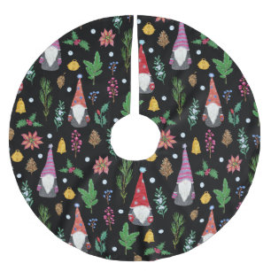 Jupon De Sapin En Polyester Brossé Gnomes de Noël : Festive Motif sans couture