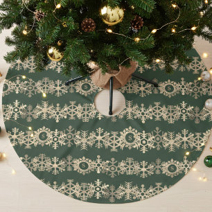 Jupon De Sapin En Polyester Brossé Gold Snowflakes Forest Green Christmas Tree Jupe