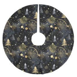 Jupon De Sapin En Polyester Brossé Golden Noir Christmas