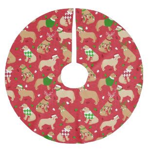 Jupon De Sapin En Polyester Brossé Golden Retriever de Noël 