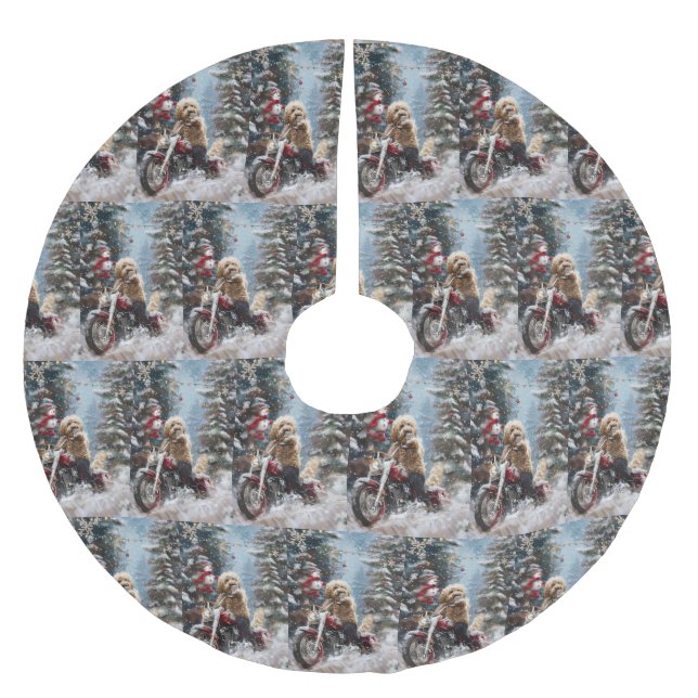 Jupon De Sapin En Polyester Brossé Goldendoodle Chien équitation Moto Noël (Devant)