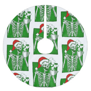 Jupon De Sapin En Polyester Brossé gothique noël café squelette horreur