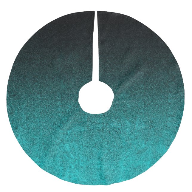 Jupon De Sapin En Polyester Brossé Gradient Aqua et Parties scintillant noire (Devant)