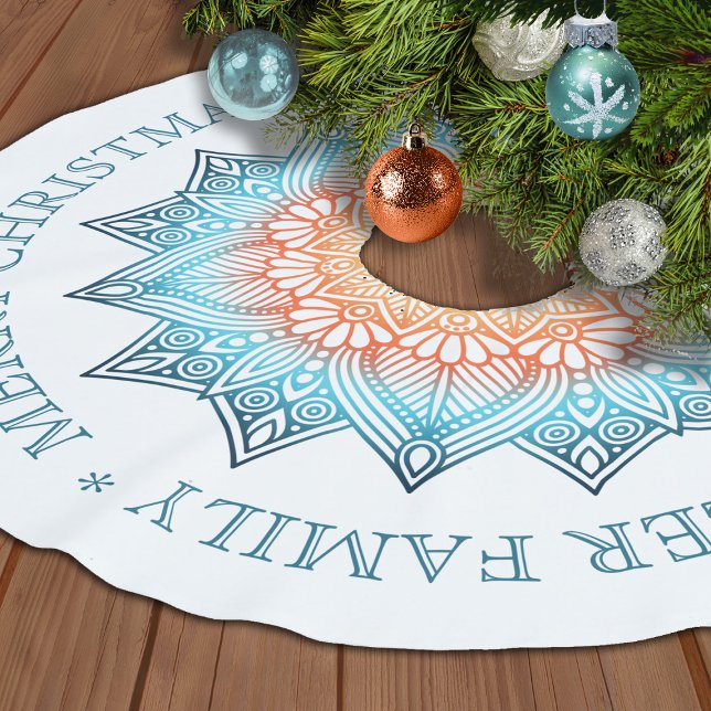 Jupon De Sapin En Polyester Brossé Gradient Mandala voeux de Noël (Créateur téléchargé)