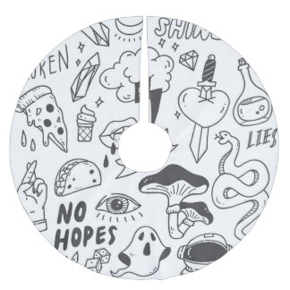 Jupon De Sapin En Polyester Brossé Graffiti mignon : Doodle Art Set.