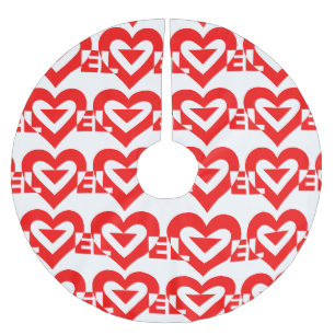 Jupon De Sapin En Polyester Brossé Graphique d'amour cool, Rouge