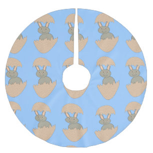 Jupon De Sapin En Polyester Brossé Hachure de lapin de jupe d'arbre d'oeuf