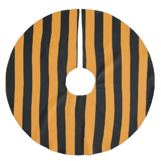 Jupon De Sapin En Polyester Brossé Halloween orange et noir motif de bande