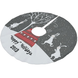 Jupon De Sapin En Polyester Brossé Hiver Bunny Hoppy Vacances Noël Arbre Jupe