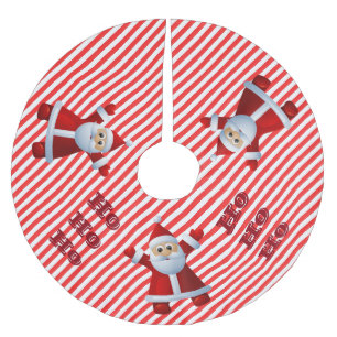 Jupon De Sapin En Polyester Brossé HO! HO! HO! Père Noël Joyeux Noël Canne à Sucre