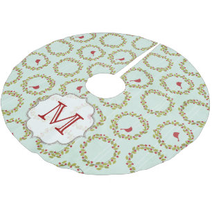 Jupon De Sapin En Polyester Brossé Holly Bales Cardinal Monogram Première jupe d'arbr