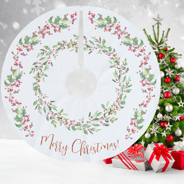 Jupon De Sapin En Polyester Brossé Holly et Ivy, Rouge, Vert, Blanc, Joyeux Noël,