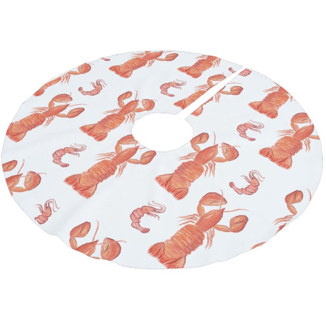 Jupon De Sapin En Polyester Brossé Homard Crustacé Aquarelle Motif peint (Angle)