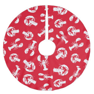 Jupon De Sapin En Polyester Brossé Homard Motif Rouge Blanc