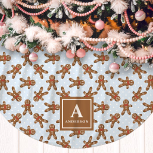 Jupon De Sapin En Polyester Brossé Homme en pain d'épices bleu Monogramme Noël