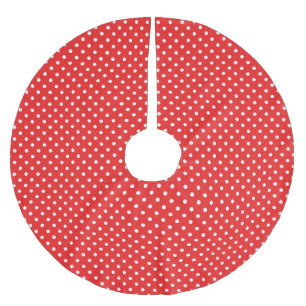 Jupon De Sapin En Polyester Brossé Housse d'arbre de Noël à pois rouges et blancs