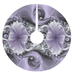 Jupon De Sapin En Polyester Brossé Illusion de lilas Art floral abstrait fractal Fant