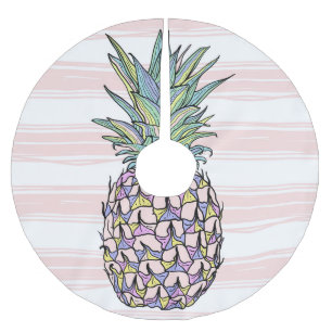 Jupon De Sapin En Polyester Brossé Illustration colorée d'ananas vintage.