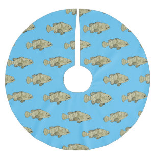 Jupon De Sapin En Polyester Brossé illustration de cartoon de poisson mérou