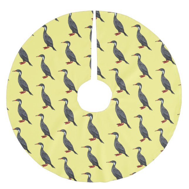 Jupon De Sapin En Polyester Brossé Illustration d'oiseau cormoran à pattes rouges (Devant)