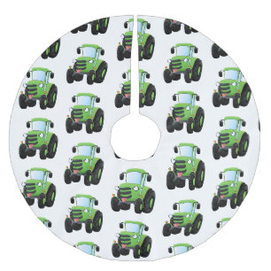 Jupon De Sapin En Polyester Brossé Illustration du joli joyeux tracteur agricole vert