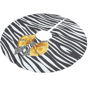 Jupon De Sapin En Polyester Brossé Imaginaire amusant Zebra Impression avec Gold Bow