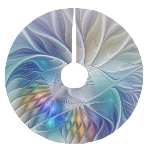 Jupon De Sapin En Polyester Brossé Imaginaire floral, Fleur fractale Abstraite color
