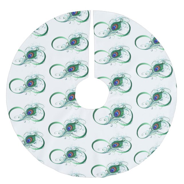 Jupon De Sapin En Polyester Brossé Infinity Symbol with Peacock Feather (Devant)