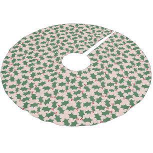 Jupon De Sapin En Polyester Brossé Joli Feuille saint motif Noël rose