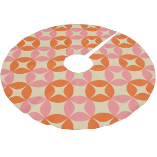 Jupon De Sapin En Polyester Brossé Joli motif géométrique rose orange milieu de siècl