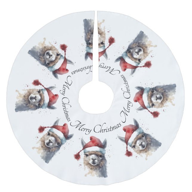 Jupon De Sapin En Polyester Brossé Joli Noël Alpaca, coutume (Devant)