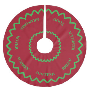 Jupon De Sapin En Polyester Brossé Jolie jupe rouge et verte avec des noms