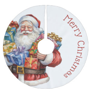 Jupon De Sapin En Polyester Brossé Jolly Santa Claus