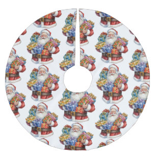 Jupon De Sapin En Polyester Brossé Jolly Santa Claus Motif de Noël classique